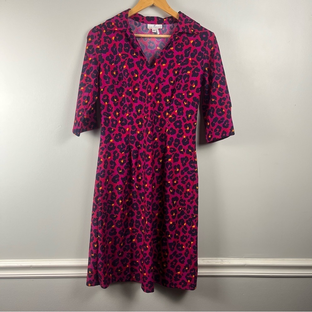 Jude Connally Megan Dress Jude Cloth leopard pink orange size small